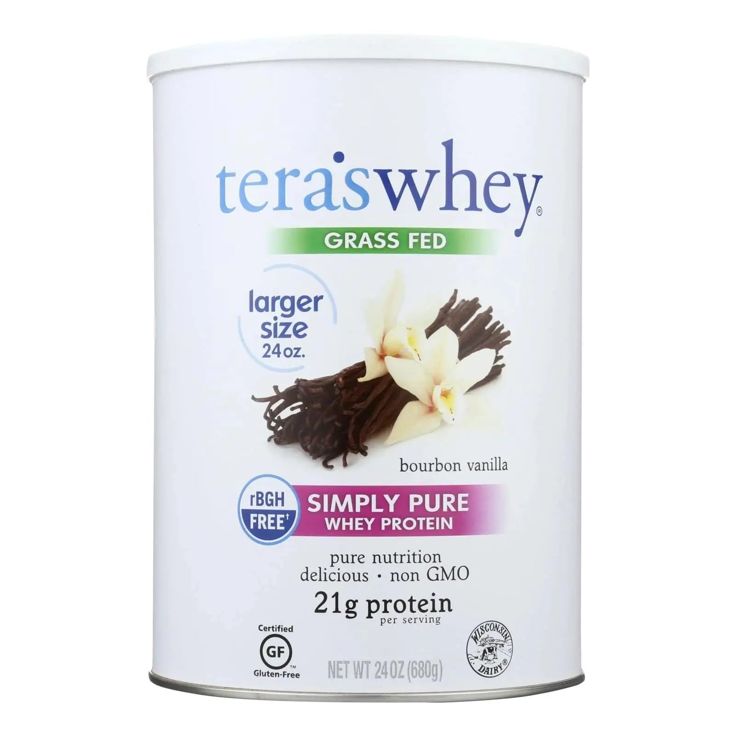 Simply teras Pure Whey Protein Powder - Vanilla Protein Powder Grass Fed Whey Protein Powder Clean Protein Powder Without Artificial Sweeteners Non-GMO Kosher rBGH-Free Soy-Free - 24 Oz